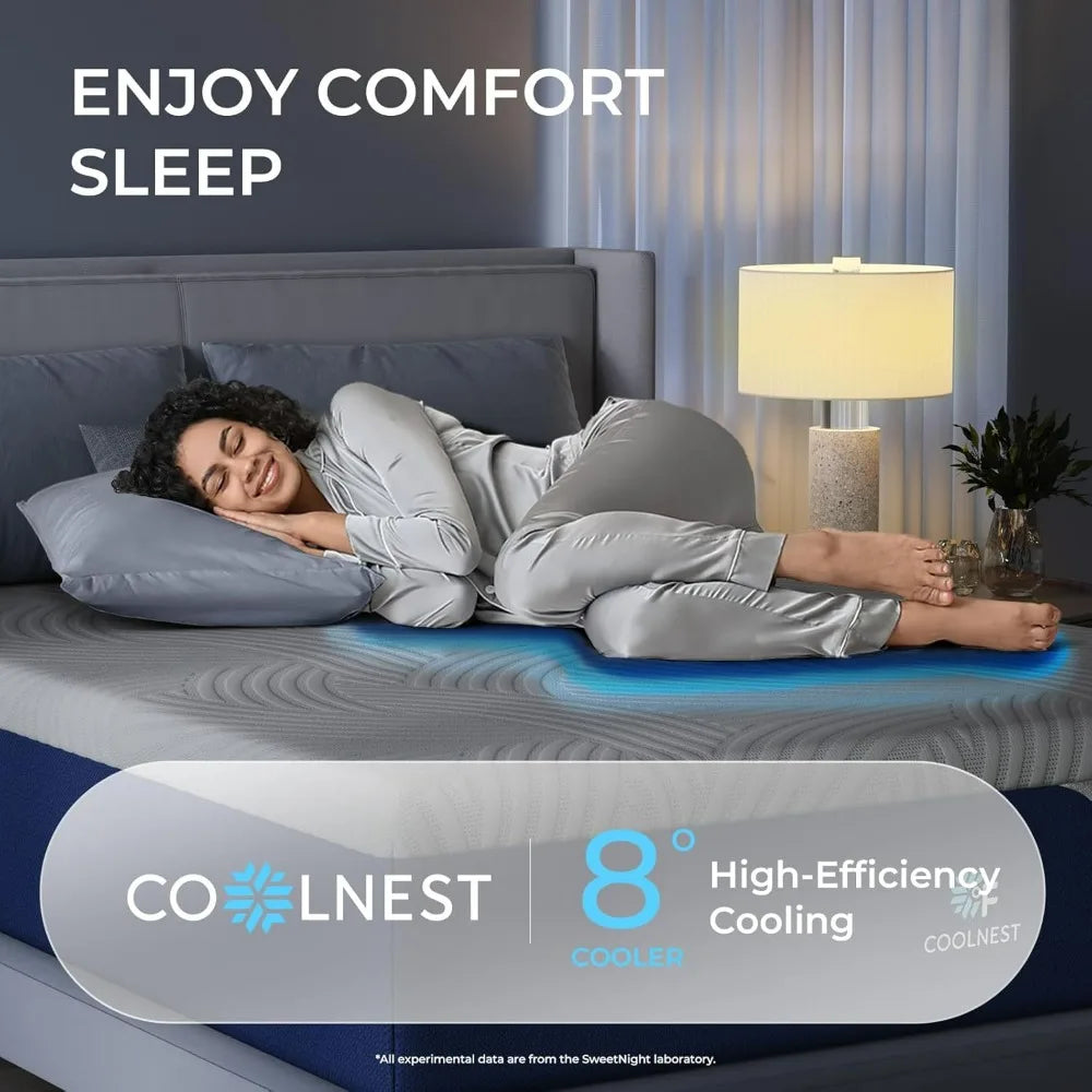 Queen Size Cool Nest Mattress: 12" Memory Foam with 5-Zone Ergonomic Support for Enhanced Sleep Comfort