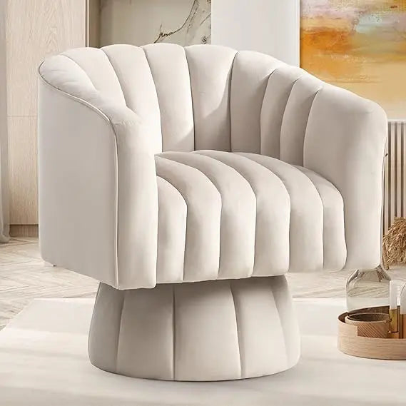 Swivel Accent Chair，360°Swivel Barrel Chair,Modern Swivel Chair with Velvet Fabric,Mid-Century Swivel Chair& Wide Upholstered