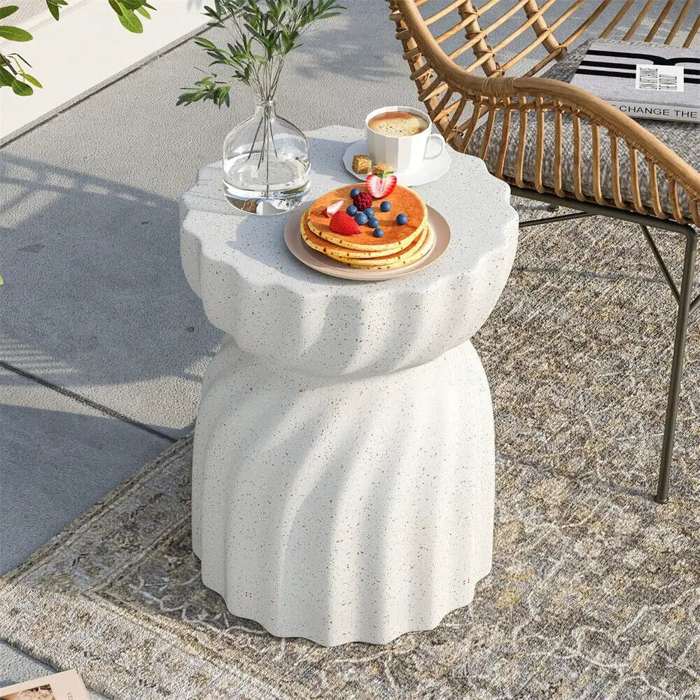 Contemporary Lightweight Concrete Accent Side Table/ Patio Hourglass /Side End Table/ Garden Stool/ Living Room/ Office