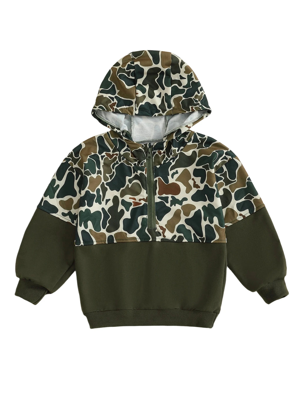 Children s Camouflage Print Half Zip-up Long Sleeve Hooded Sweatshirt/Casual Toddler Pullover Jacket Coat for Girls/Boys