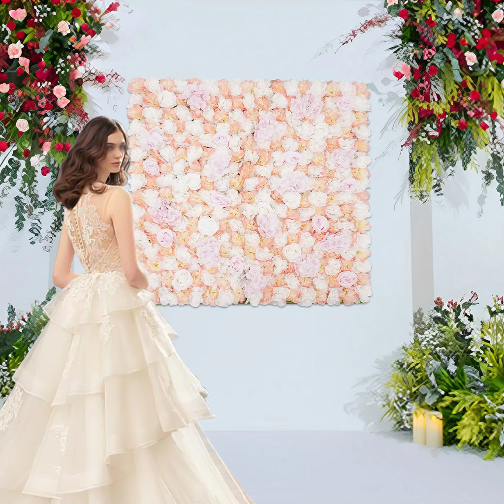 Artificial Flower Wall Panels, Flower Wall Mat Silk Rose Flower Panels, Artificial Flower Wall Background Outdoor, Indoor  For Weddings, Hotels, Parks, Commercial Streets