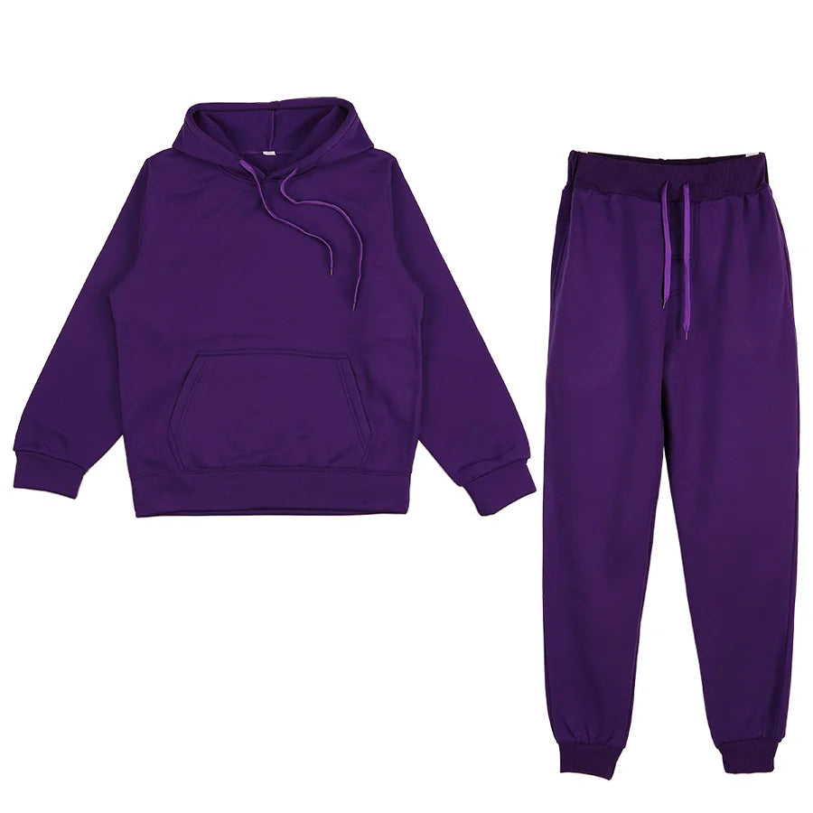 Two Piece Set Casual Fleece Tracksuit Women Winter/ Women's Set/ Oversized Hooded Long Sleeve Hoodie/ Sport Pants