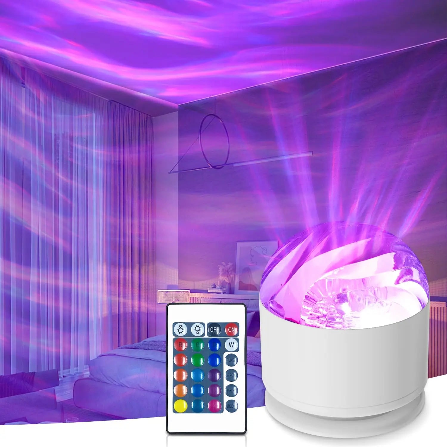 Starry Sky Galaxy Northern Aurora/Water Ripple LED Night Light/ 16 Color 360°Rotating RGB USB Lamp/ Remote Projector/ Ambient Light