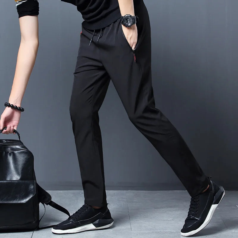 Men's Casual Pants Business Stretch Slim Fit Elastic Waist Jogger / Classic Blue Black Gray Male Brand Trousers
