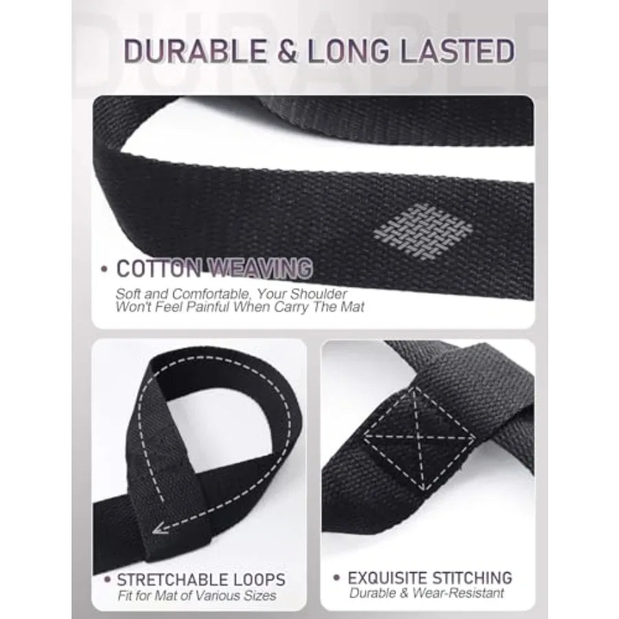 Yoga Mat Carrier Strap - Adjustable Thick and Wide Strap for Carrying Mat or Stretching, Black