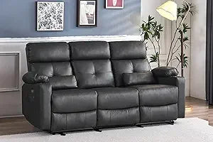 Heated and Massage 3-Seater Power Reclining Sofa with Extended Footrest and USB Ports