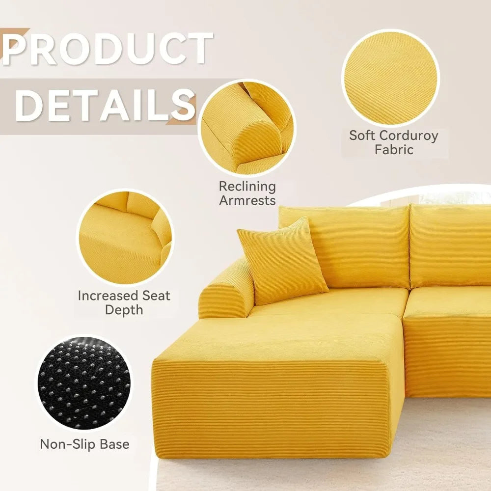Cloud Modular Sectional Couch for Living Room,Modern L-Shape Sofa with Chaise, Upholstered, 103"