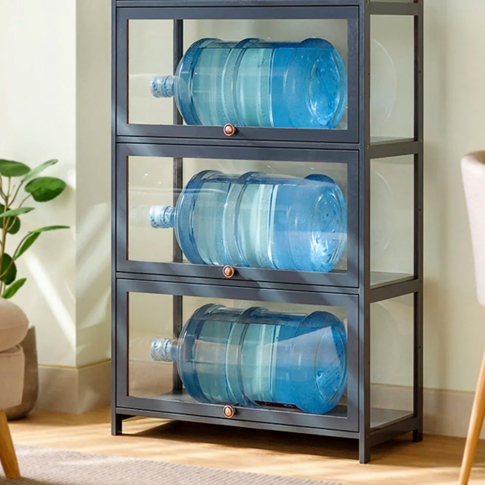 Black 3 Door Acrylic Display Case for Anime Figures/ Collectibles /Detachable Shelves/ Dustproof US Stock