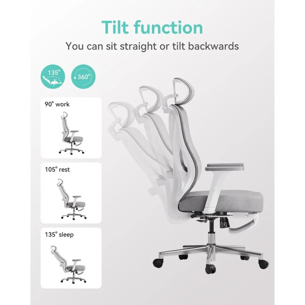 Ergonomic Mesh Office Chair with Adjustable Lumbar Support and Height, Plus Footrest for Comfortable Computing