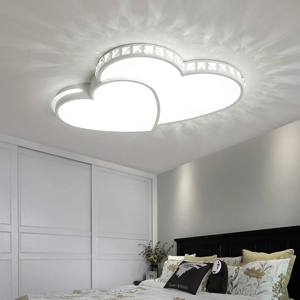 Modern Heart Shaped Ceiling Lights/ Crystal LED Flush Mount Lamp/ Children's Room/ Living Room/ Bedroom Lamp Fixture