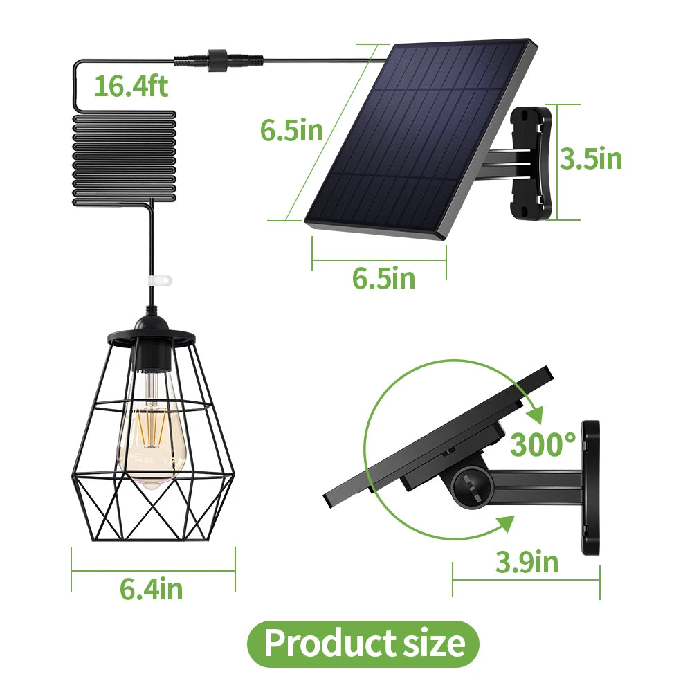 Lamp Solar Shed Light/ 4000mAh Metal Basket Solar Pendant Light /Solar Chandelier /Hanging Light For Garden/ Yard /Gazebo/ Barn
