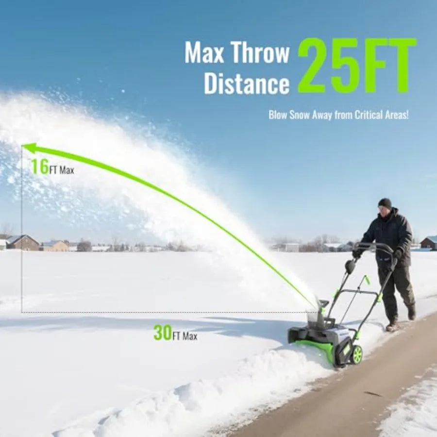 Cordless Snow Blower/ Electric Snow Thrower /19 Inch /40V 4.0Ah Battery Powered Snow Removal /1500W Brushless Motor 25FT Throw Distance