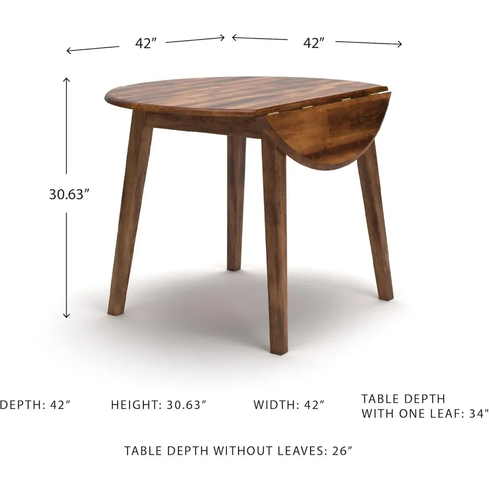 Berringer Dining Room Round Drop Leaf Table, Rustic Brown
