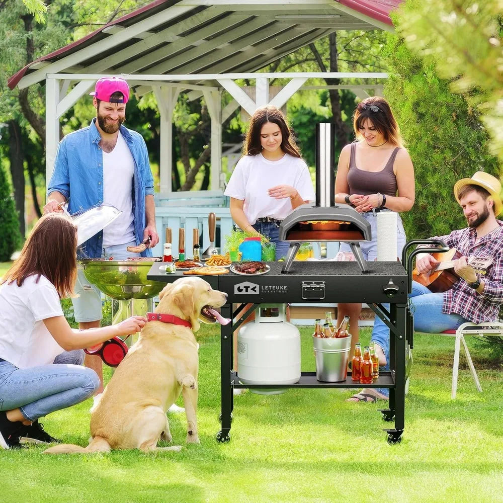 Portable Outdoor Folding Grill Table with Wheels for Blackstone Griddle and Ninja Grills