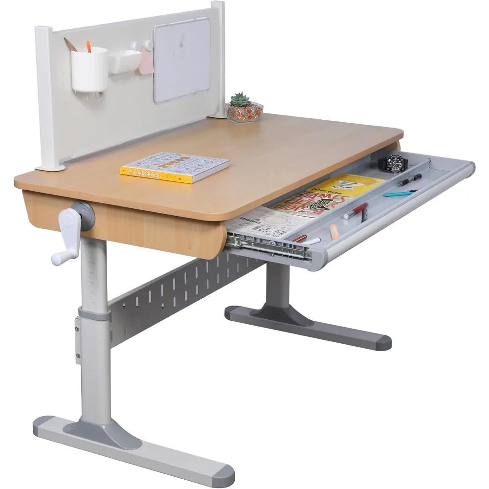 Ergonomic Adjustable 43" Desk with Storage Drawer and Matching Chair For Kids