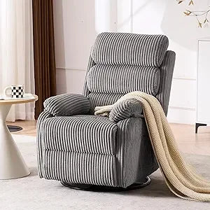 premium velvet 360° swivel rocker recliner with generous footrest - high back gliding chair for nursery, living room & compact Spaces