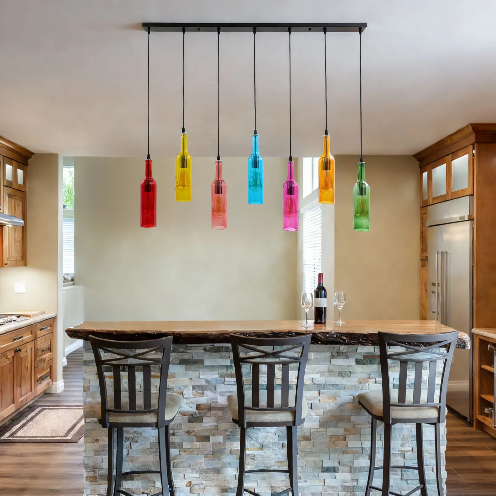 Ceiling Lights/ Pendant Lighting Fixture 6-Head/7-Head/10-Head Creative Glass Bottle Pendant Lamp