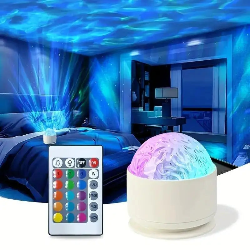Starry Sky Galaxy Northern Aurora/Water Ripple LED Night Light/ 16 Color 360°Rotating RGB USB Lamp/ Remote Projector/ Ambient Light