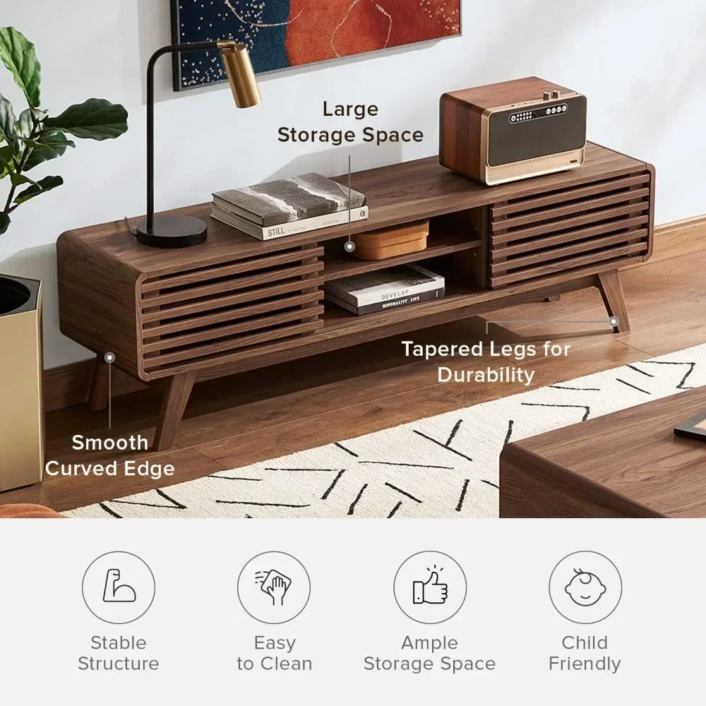 TV Stand, Mid-Century Modern Television Stand for 55/60/65 inch TV, Farmhouse Entertainment Center with Storage, Media Center