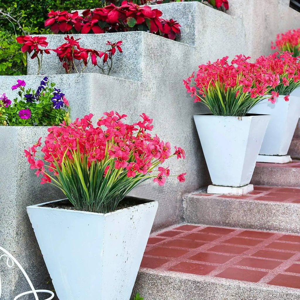 20 Bundles Artificial Flowers Outdoor UV Resistant Fake Flowers No Fade Faux Plastic Plants ,Garden ,Porch, Window Box Deco
