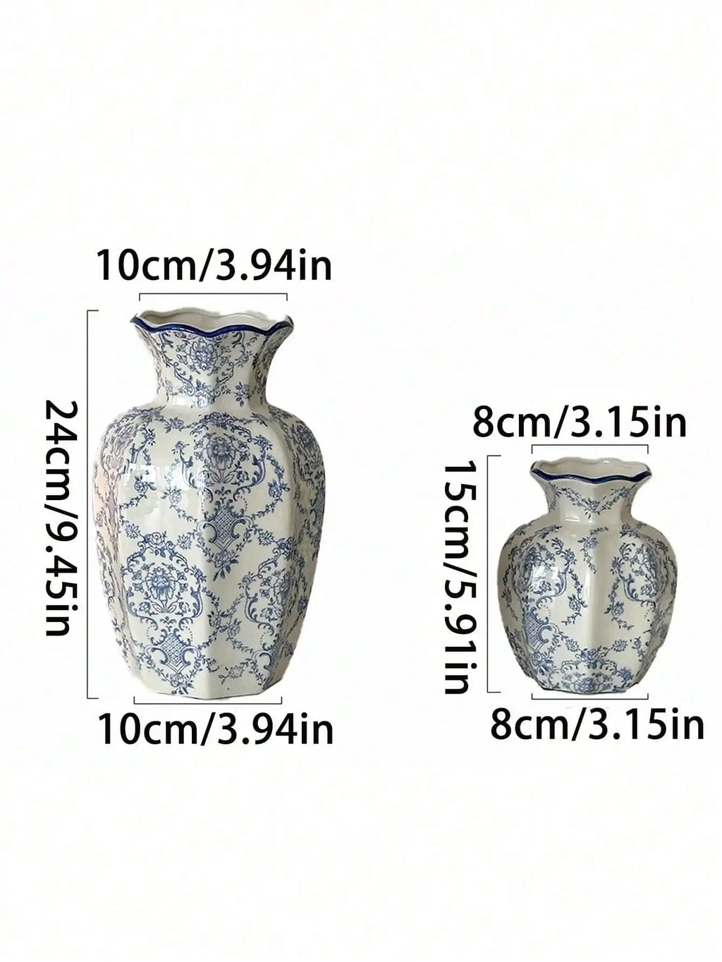 1 Pc Blue & White Porcelain Vase, New Retro Flower Vase, Living Room, Entrance, Office, Floral Decor, Atmosphere