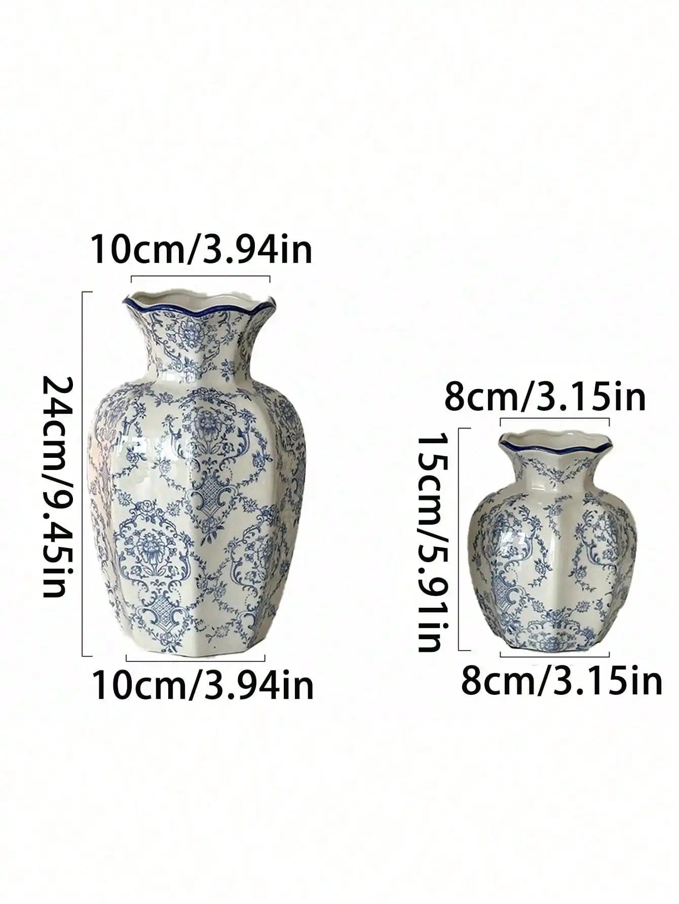 1 Pc Blue & White Porcelain Vase, New Retro Flower Vase, Living Room, Entrance, Office, Floral Decor, Atmosphere
