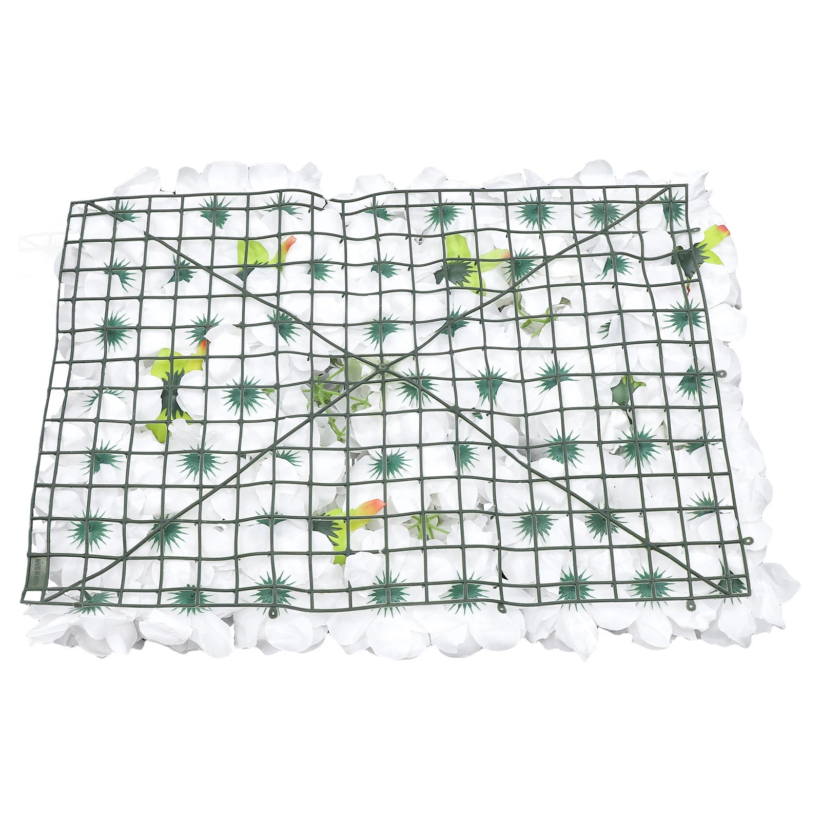 6 Pack Artificial Flower Wall Panels, 60x40cm Large Silk Rose/ Peony /Dahlia/ Hydrangea Flowers for Wedding Backdrop /Home Room Wall Decor, White Fake Floral Grid Panel Set for Indoor Outdoor Fence Privacy Screen Party/ DIY D