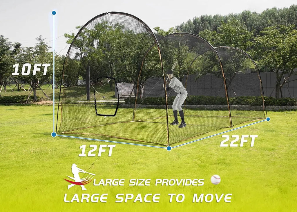 Batting Cage Baseball Softball - 22FT Heavy Duty Steel Frame and Net for Kids/ Adults Backyard Practice & Training