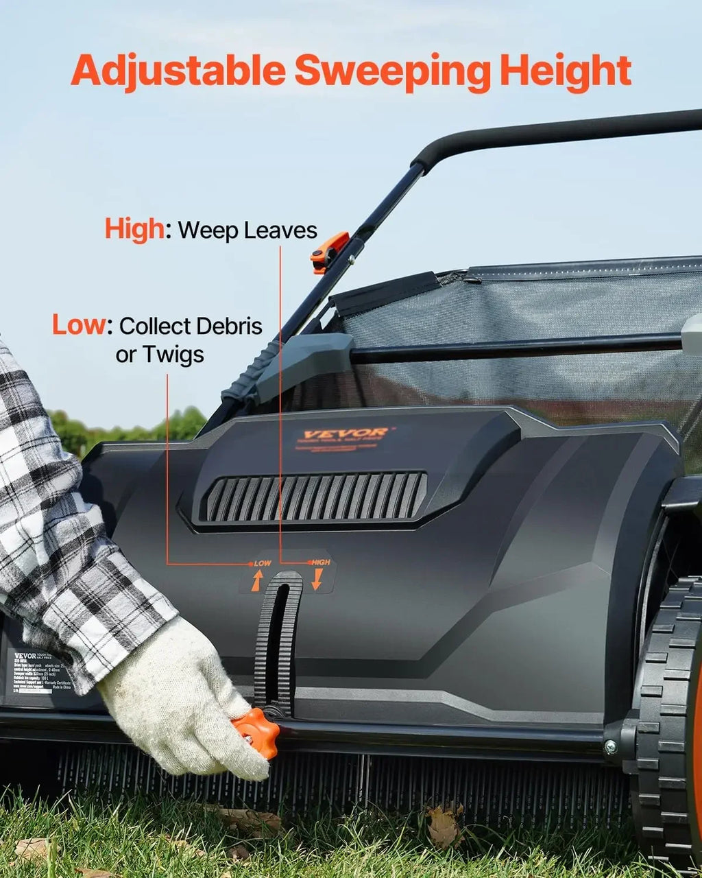 Push Lawn Sweeper, 21-inch Leaf & Grass Collector, Strong Rubber Wheels & Heavy Duty Thickened Steel