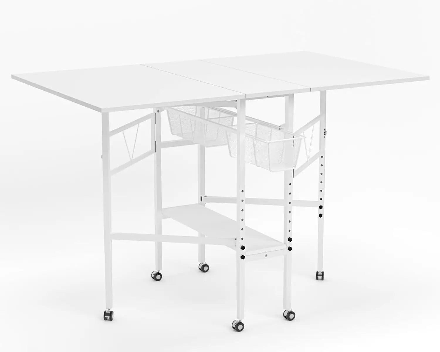 Home Hobby Cutting Table 59" W x 36" D, Height Adjustable Craft Table with 2 Drawers and Storage Shelf