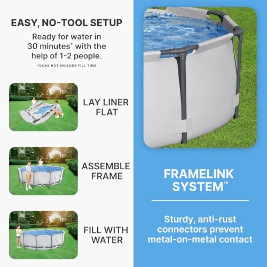 Steel Pro MAX 10' x 30" Above Ground Pool/ Round Metal Frame/ Outdoor Swimming Pool Set with Filter Pump and Type I Cartridge