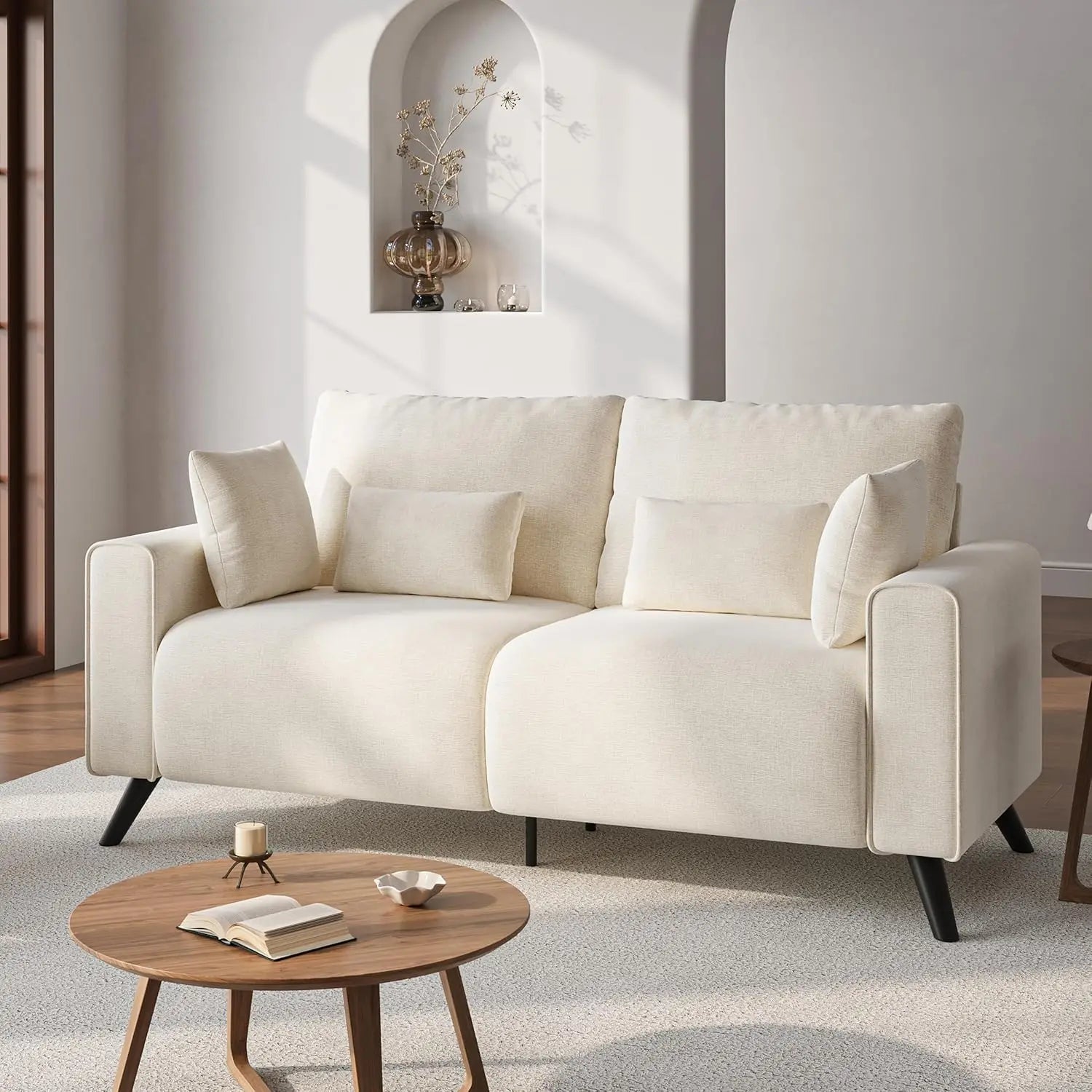 Loveseat Sofa, Grey Love Seat Couches for Living Room, 2 Seater Small Couch for Small Spaces, Bedroom, Office Sofas