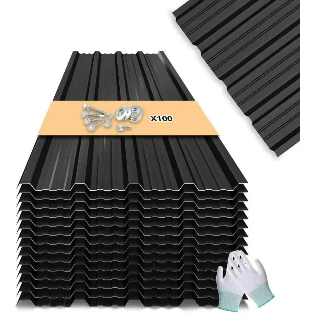 20-Pack Durable Galvanized Steel Corrugated Roof Panels for Carports and Outdoor Structures
