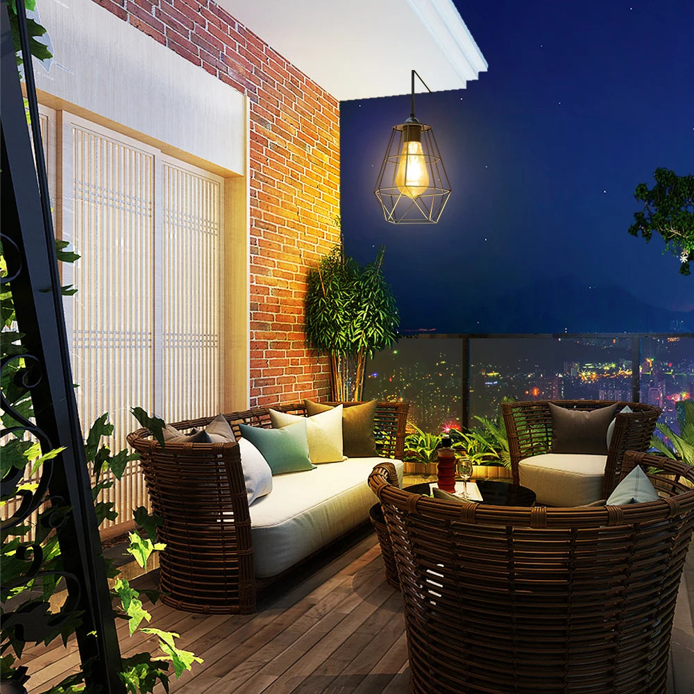 Lamp Solar Shed Light/ 4000mAh Metal Basket Solar Pendant Light /Solar Chandelier /Hanging Light For Garden/ Yard /Gazebo/ Barn