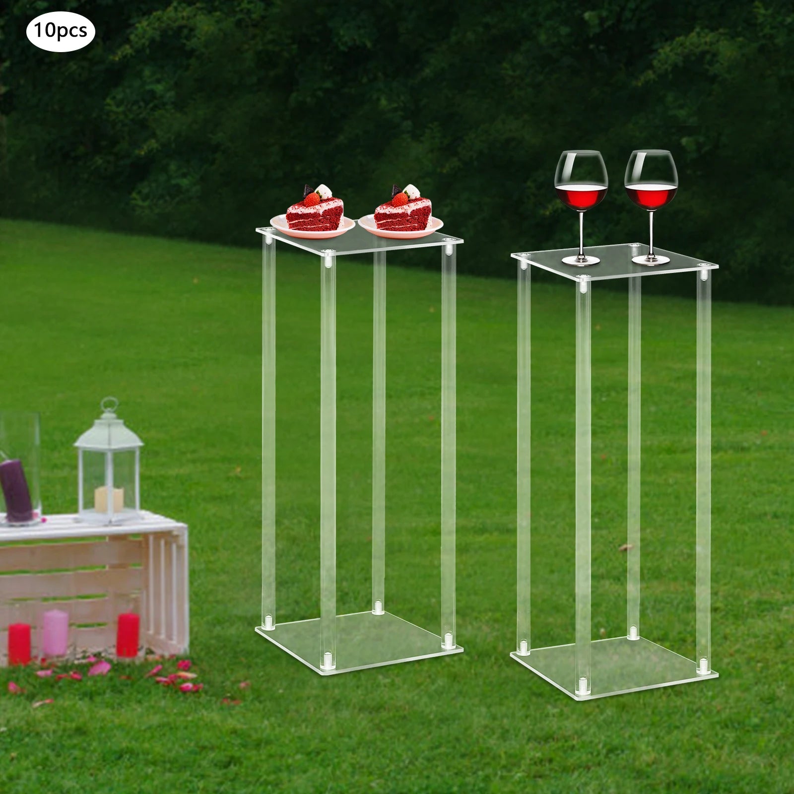10PCS Acrylic Flower Stand 7.87x7.87x23.62in Clear Wedding Flower Display Rack 6.6lbs Capacity/ Decoration Stand for Party Centerpiece