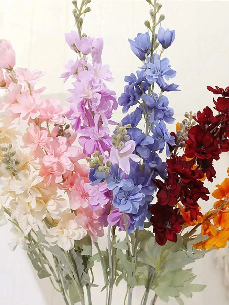 6Pcs Delphinium Flowers Artificial Flowers Silk Flowers Larkspur Flower 33.5in Long Stem Artificial Flowers For Tall Vase For Home