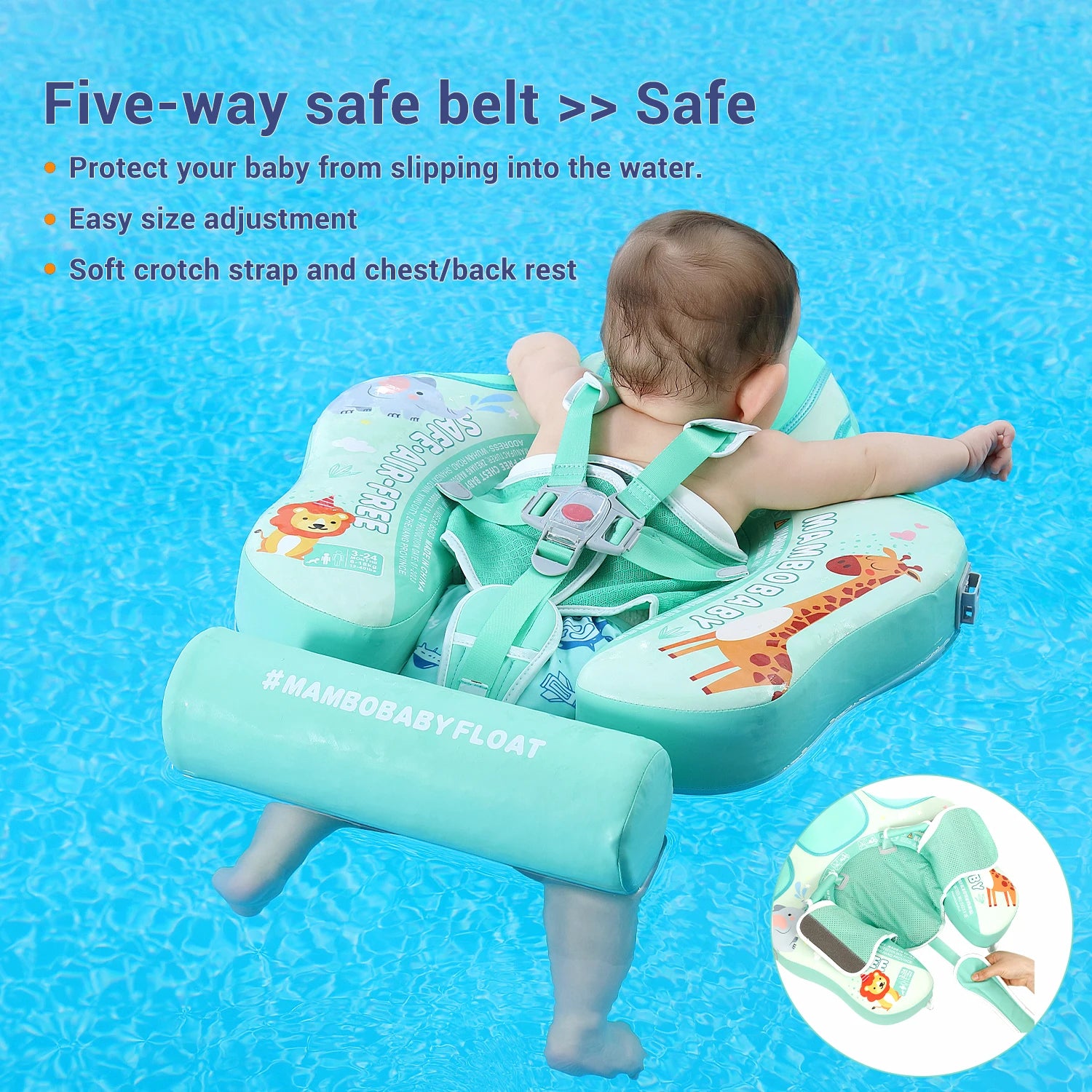 Animal Float/ Non-Inflatable Safe Solid Core Baby Swimming Buoy Water Trainer/ Infant Pool Swim Ring with Canopy