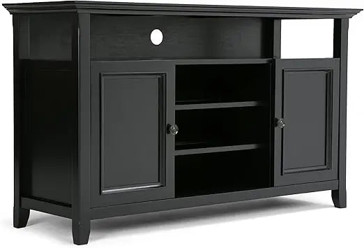 Solid Wood Universal TV Media Stand, 54 Inch Wide, Transitional, Living Room Entertainment Center, Storage Cabinet