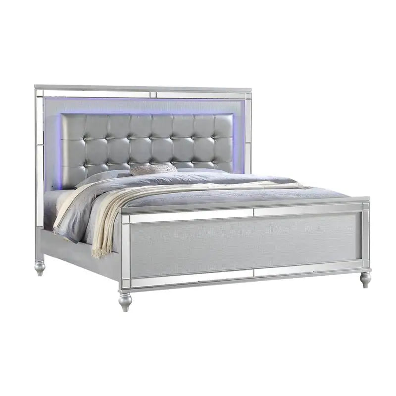 Silver 4-Piece LED Bedroom Set
