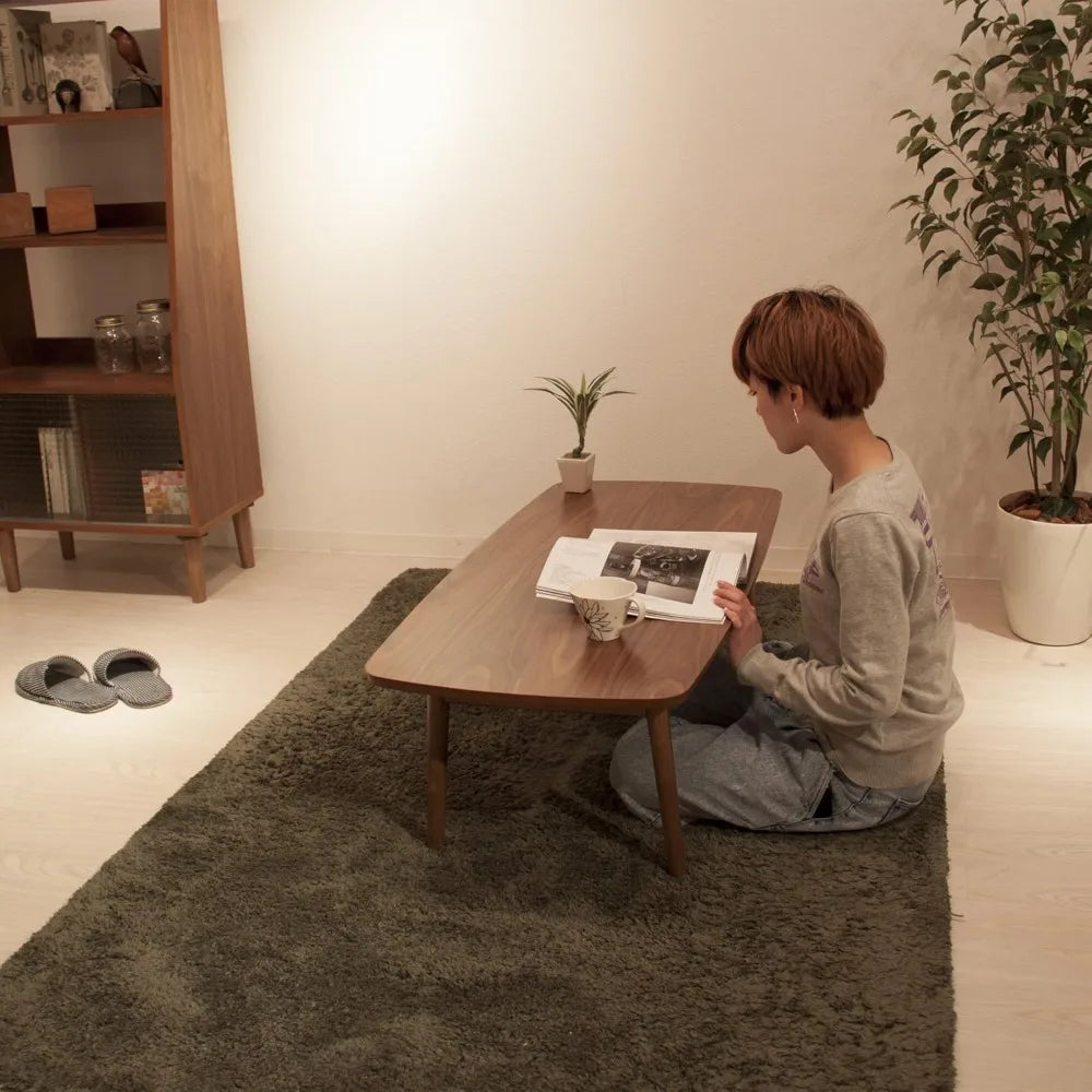 Folding Legs Table W41.3 x D20.5 x H14.0 Inches Natural Walnut and Rubber Wood Material Home and Living Coffee Table