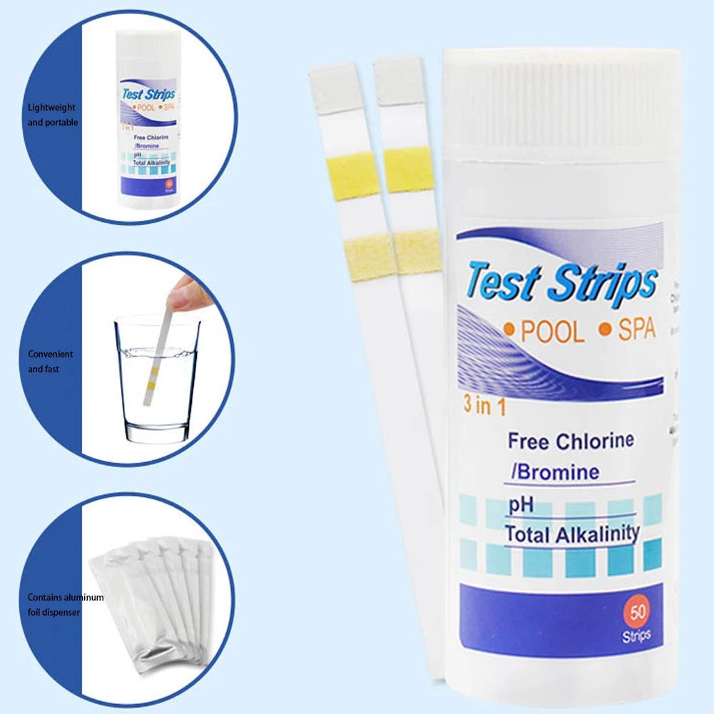 50/100PCS 3/5/6/7 in 1 Water Quality Test Paper/ Swimming Pool PH Test Strips/ Multipurpose Aquarium Test Strips for Fish Tank