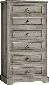 6 Drawer Dresser for Bedroom, 52" Tall Dresser, Modern Farmhouse Vertical Chest of Drawers for Bedroom