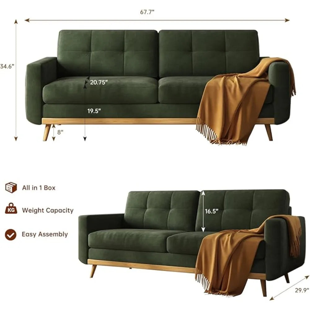 Mid Century Modern Loveseat Sofa Button Tufted Upholstered Small Couch for Living Room Bedroom Decor