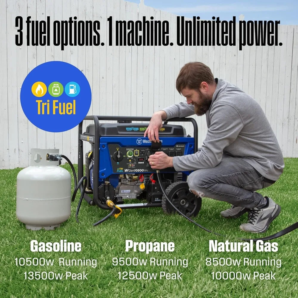 Westinghouse 13500W Tri-Fuel Portable Home Backup Generator with Remote Electric Start and Transfer Switch Capability