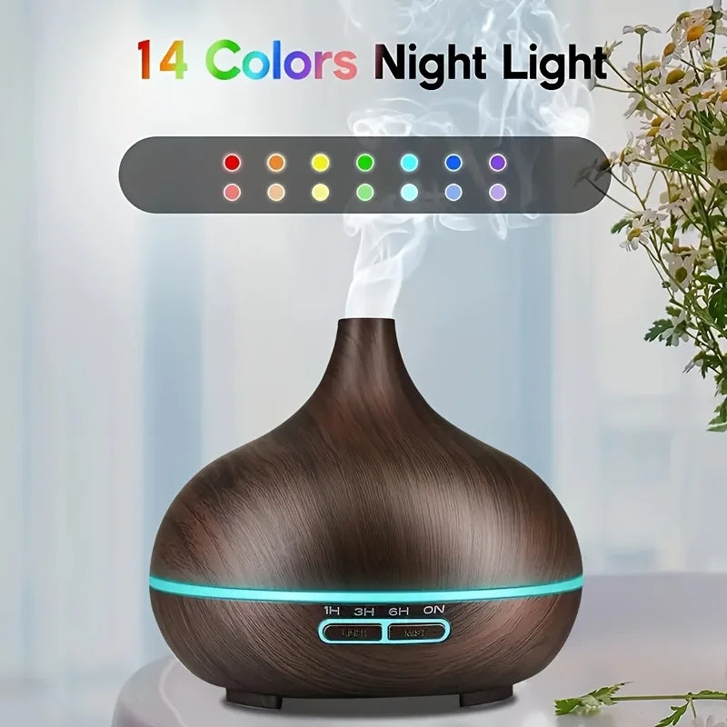 Diffuser For Home /Wood Grain Aroma Diffuser with Remote Control Timer/  6 Oil Set - 550ml Cool Mist Humidifier for Large Room