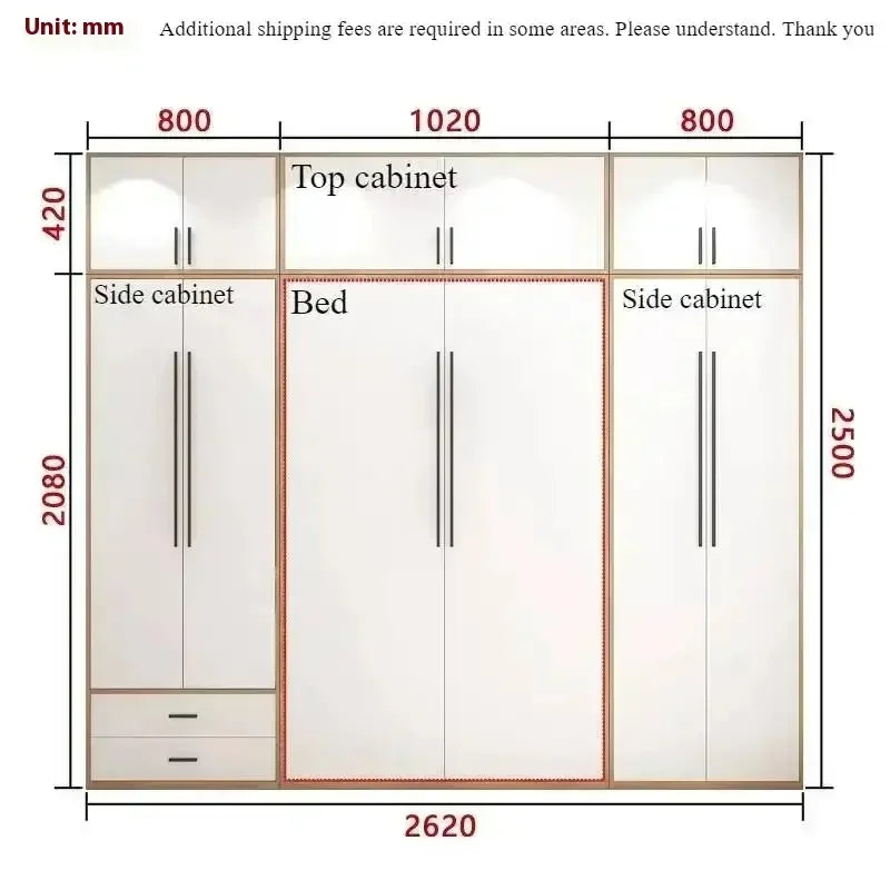 Full Murphy Bed with Closet Organizer with Drawers Full Size Bed Space-Saving Sleeping Arrangement for Multipurpose Room
