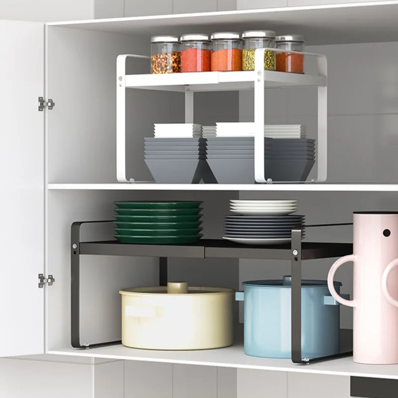 Kitchen Storage Layered Shelf/ Microwave Rack Standing Countertop/ Retractable Condiment/ Oven Organizer/ Kitchen Accessories