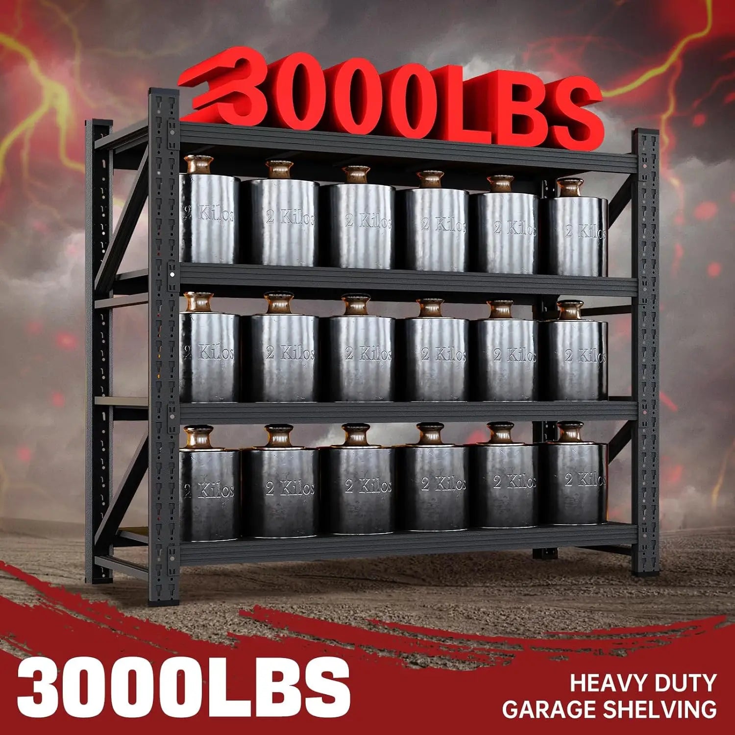 3000LBS Storage Shelves ,48" W Garage Shelving Heavy/ Duty Metal Adjustable Garage Shelves, Shelving Units Industrial Shelving