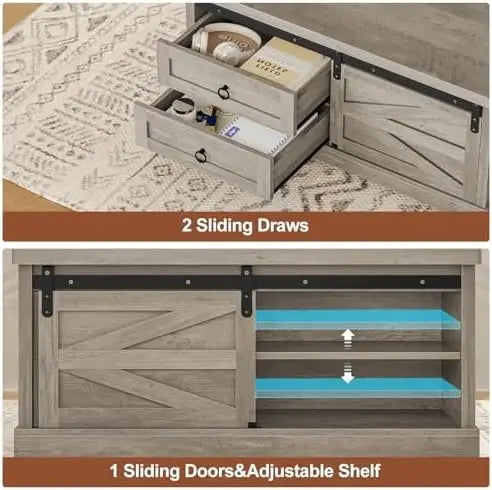 Lift Top Coffee Table with Storage, Farmhouse Style, Gray