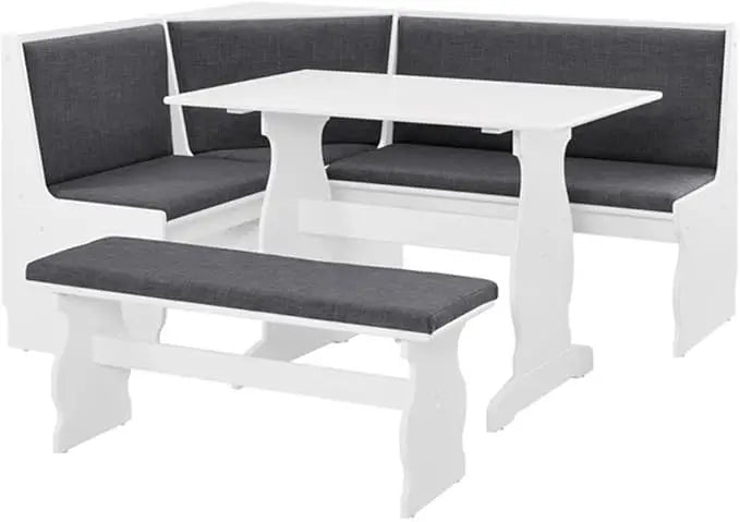 Indoor 3 Piece Kitchen/Dining Corner Table Booth Bench